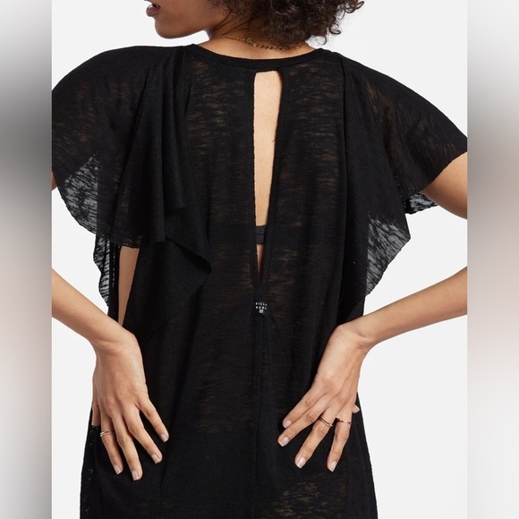 Billabong Women’s Swim Cover Dress Medium Black Out For Waves Semi Sheer Coastal - Picture 6 of 17